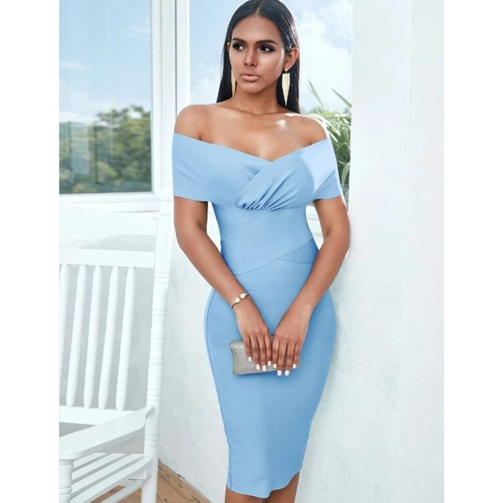 Sky Blue Bandage Dress